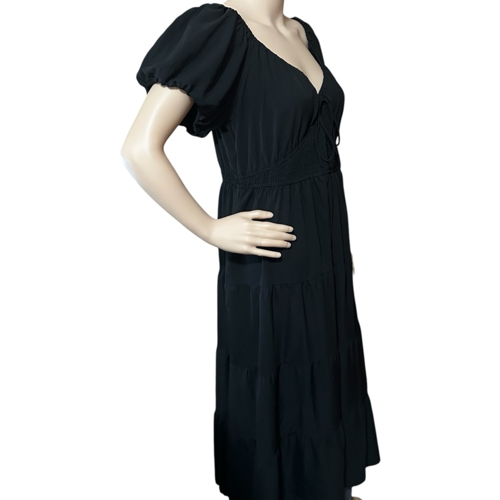 NWT Arula Maxi Dress Womens XL 14-16 Black Smocked Babydoll Tiered Boho Stretch - Picture 3 of 6